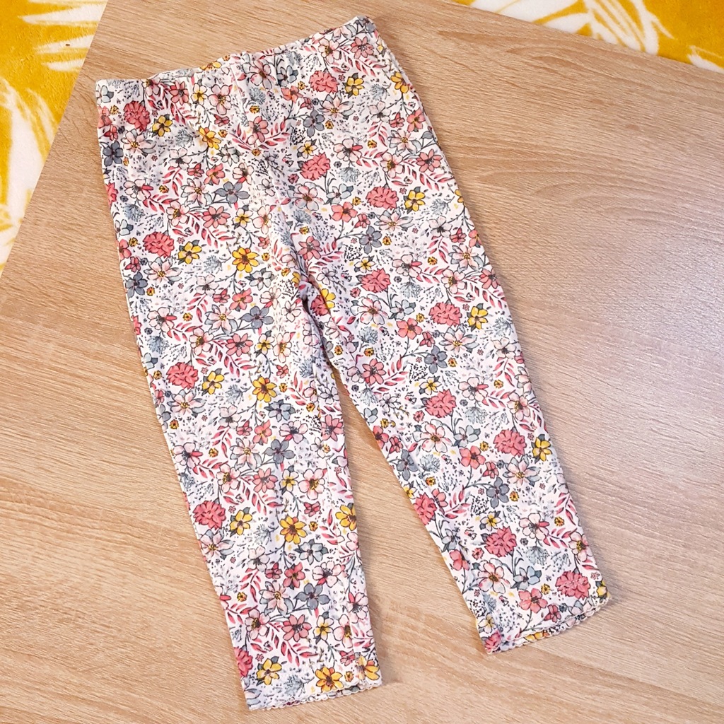 bawełniane legginsy w kwiatuszki 12-18 mies 86