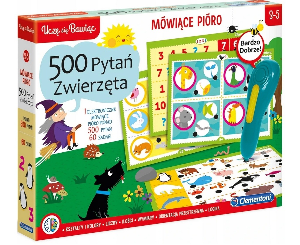 CLEMENTONI MÓWIĄCE PIÓRO 500 PYTAŃ ZWIERZĘTA 50649