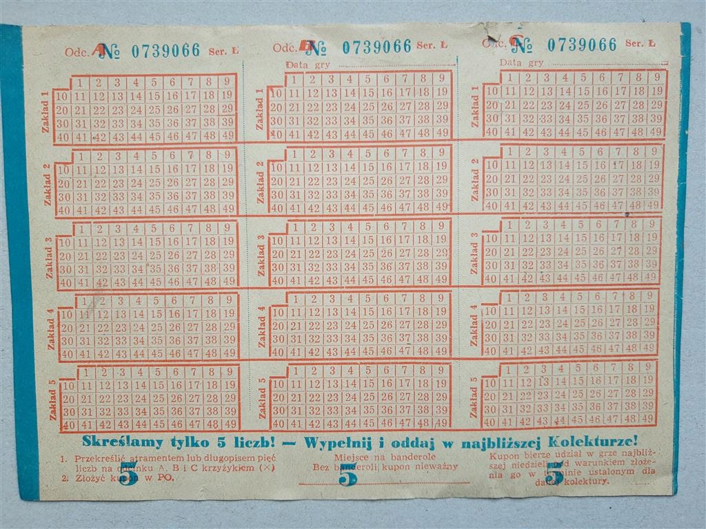 Gdańsk gra liczbowa Jantar loteria 50/60te [4a]