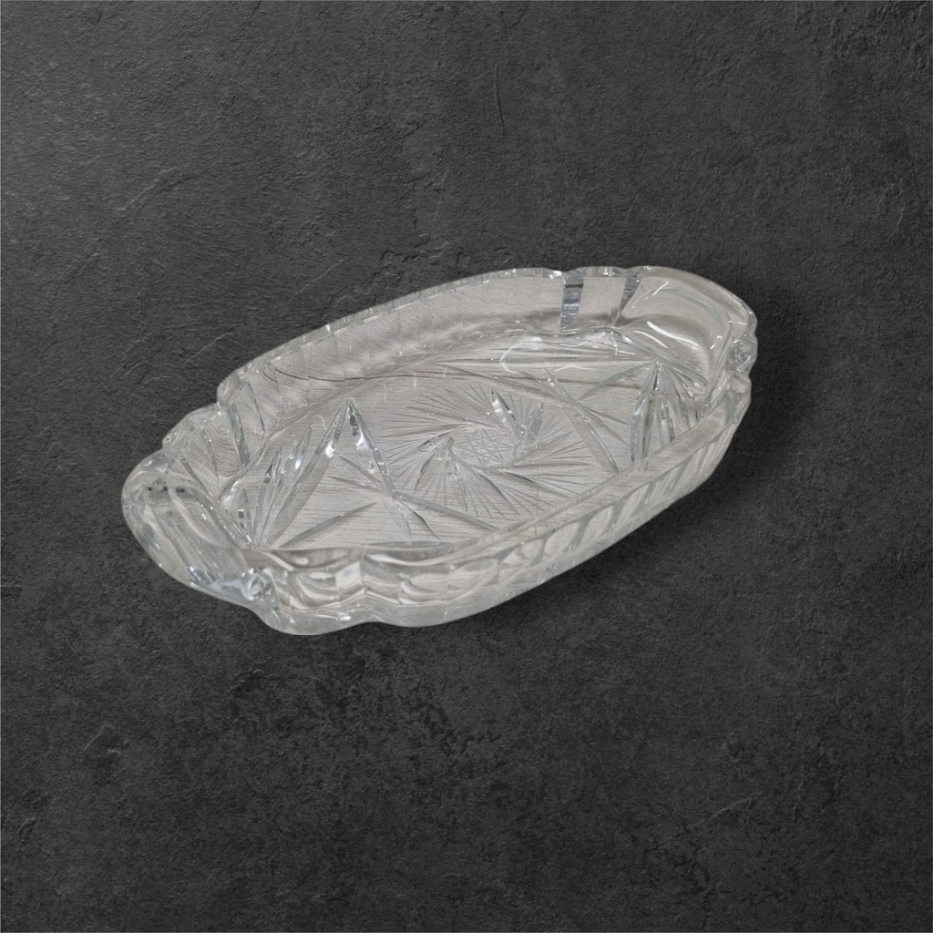 KRYSZTAŁOWA MINI PATERA SZKŁO PRL ANTYK