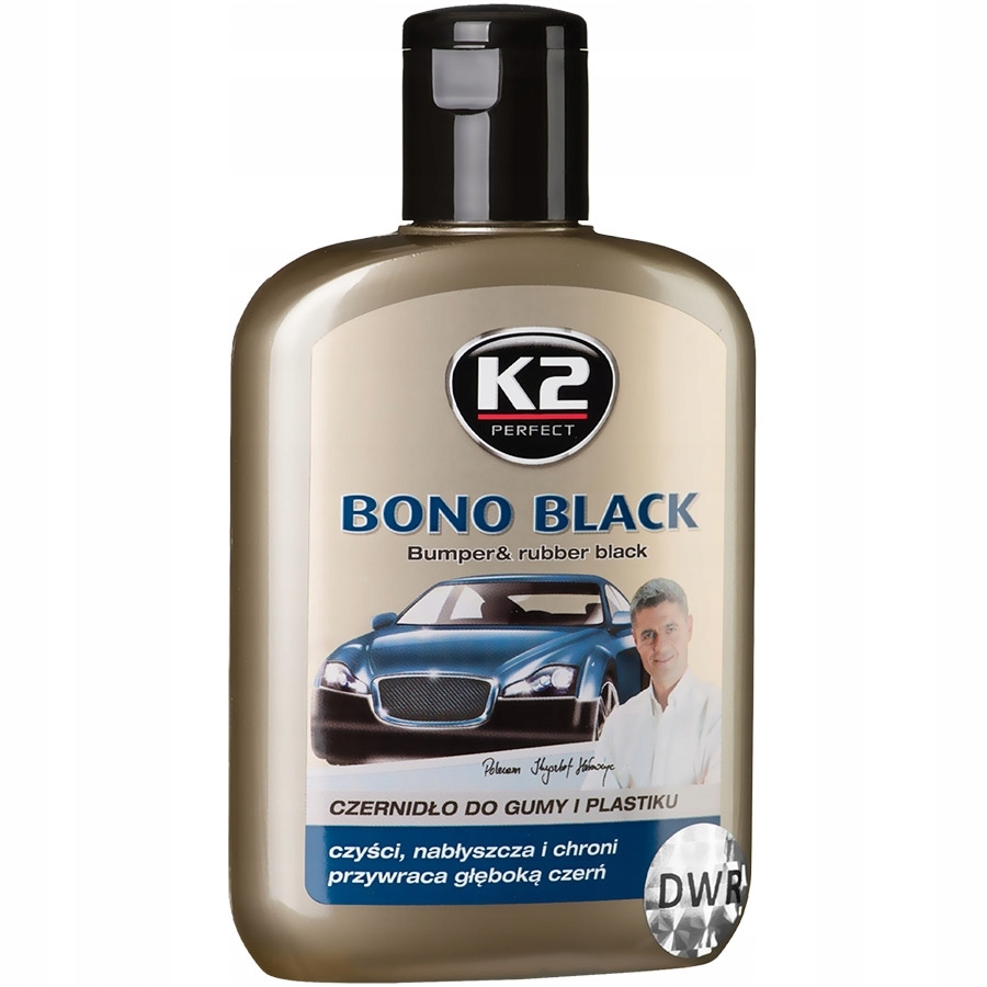 K2 Bono Black Czernidło do gumy i plastiku 200ml