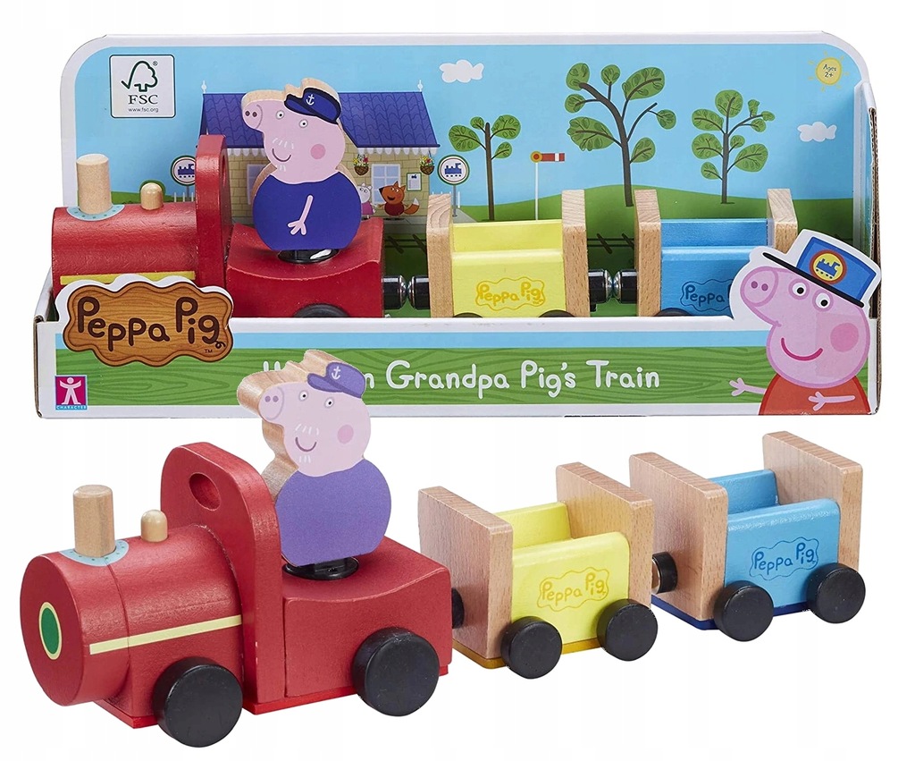 Pig ☆ ŚWINKA PEPPA DREWNIANY POCIĄG DZIADKA ŚWINKI 07210