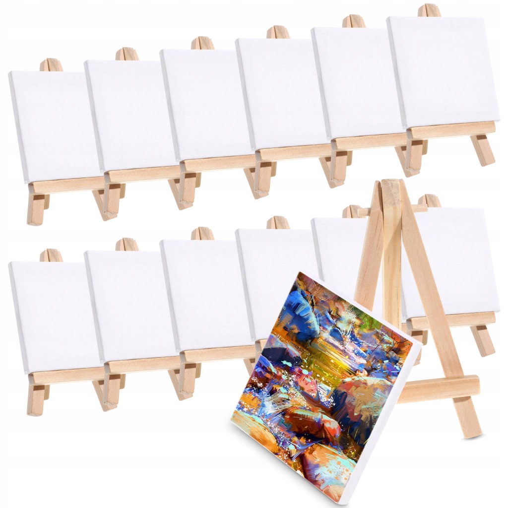 KIDS DRAWING PAD WOODEN EASEL SMALL CANVAS WITH STAND