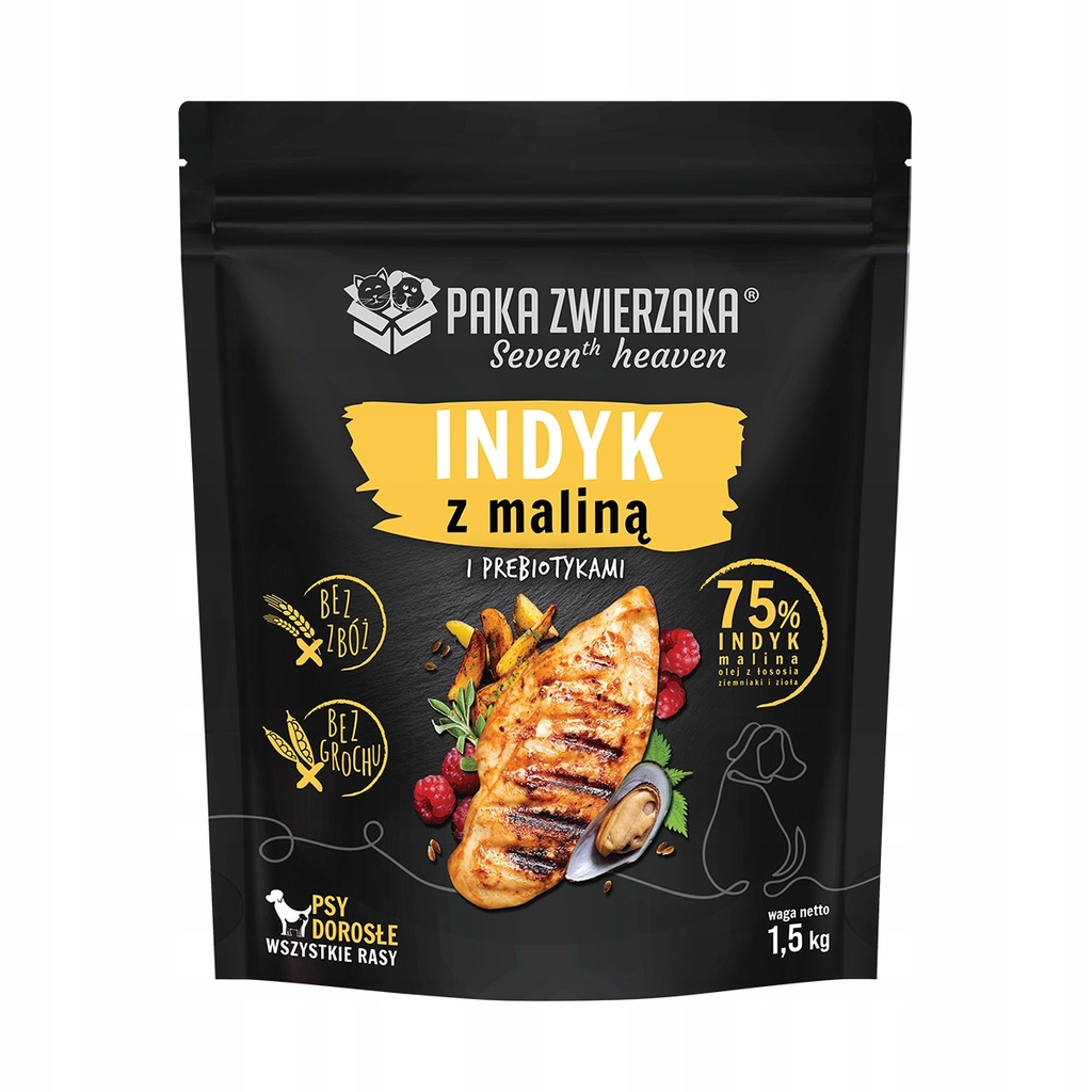 Paka Zwierzaka Sucha 7th Indyk Malina 1,5kg