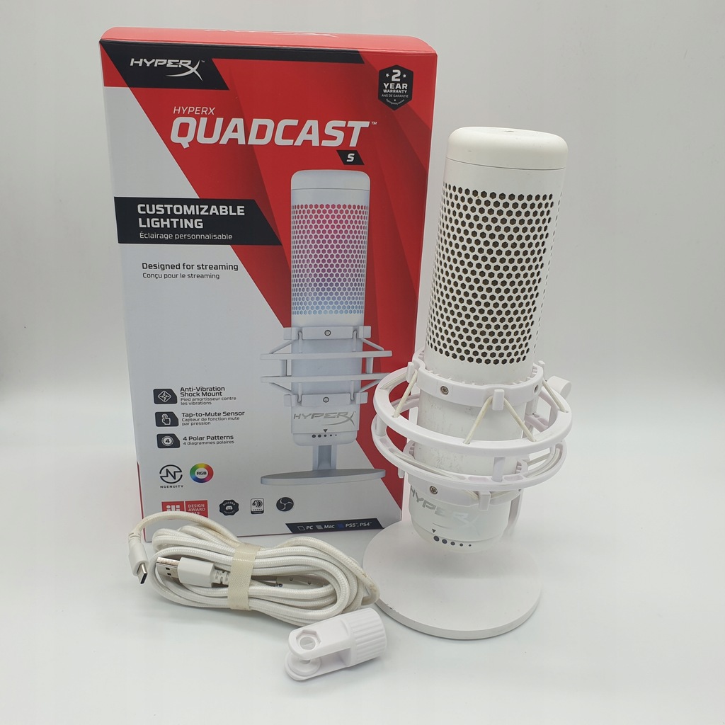 HyperX QuadCast S Biały Mikrofon do komputera