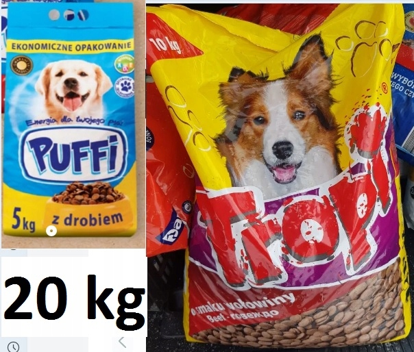 Tania sucha karma dla psa 20 kg PUFFI i TROPI drób