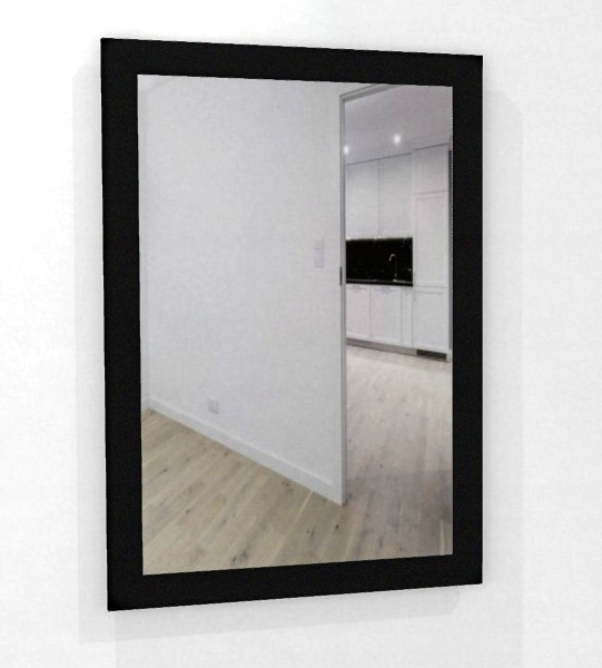 DUŻE Lustro w GRUBEJ 6cm czarnej ramie MDF 100x70