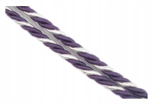 szs029 sznurek SKRĘCONY 3-4mm c.fiol-biały 3metry