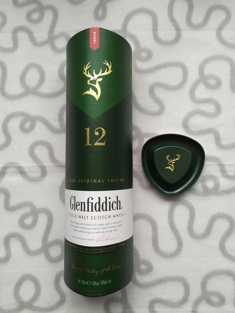 Glenfiddich 12 letnia tuba opakowanie po whisky