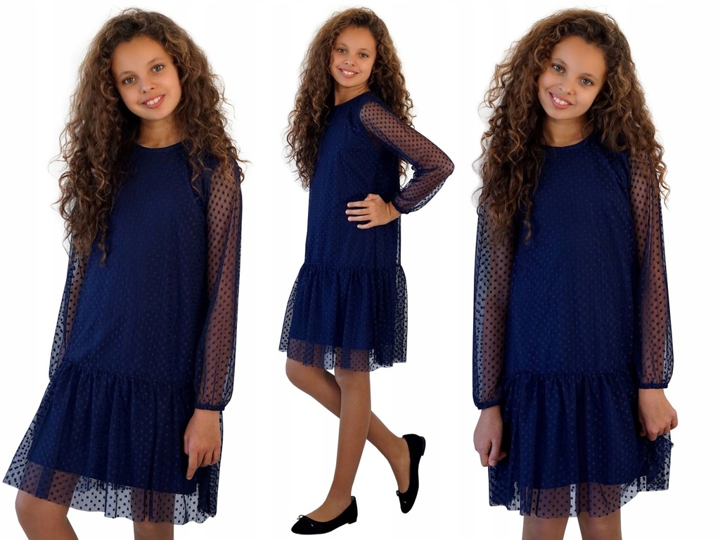 Millo SUKIENKA elegancka TIUL granatowa 140 EE189