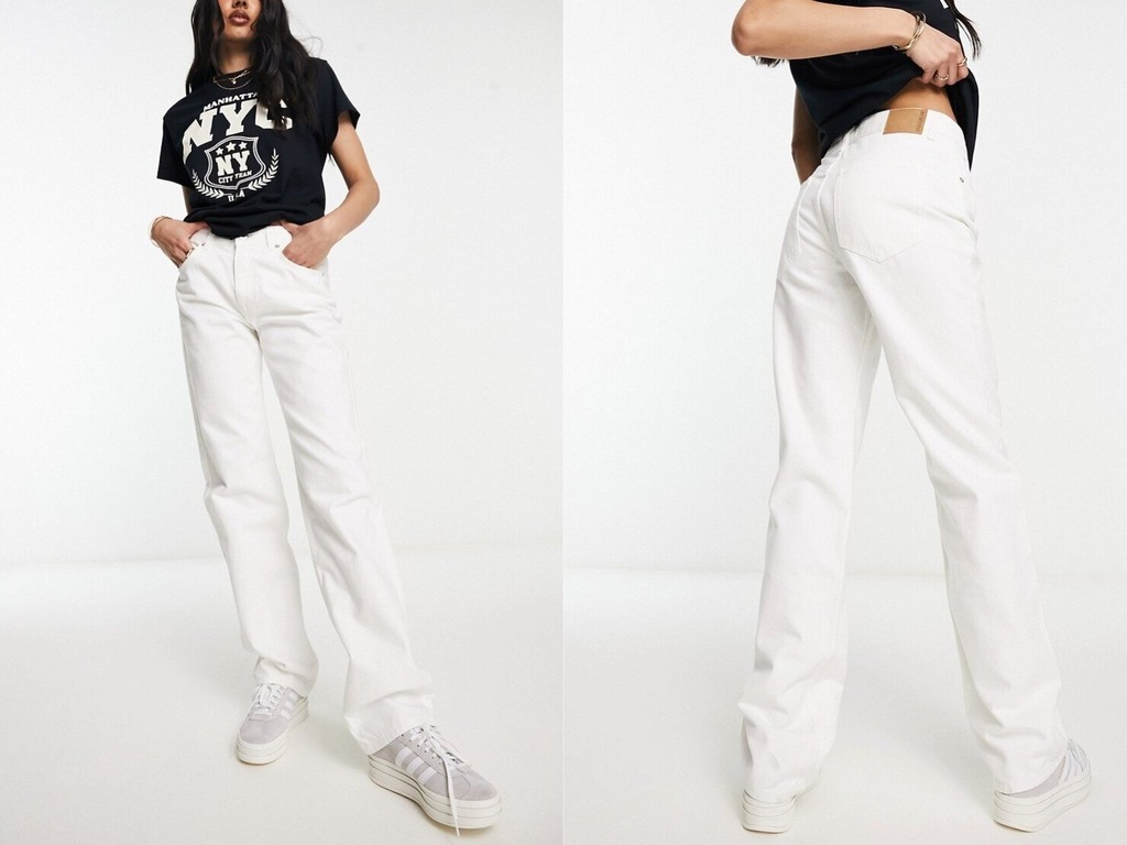 Pull&Bear Białe jeansy z prostymi nogawkami 36