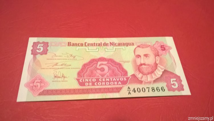 Nicaragua banknot 5 centavos dla WOŚP