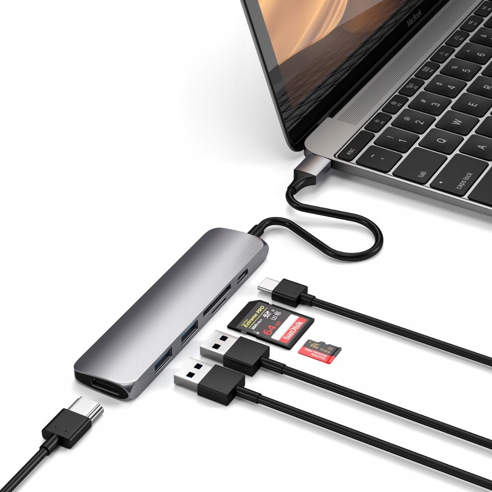 Купить АДАПТЕР SATECHI USB-C на USB, HDMI 4K, SD СЕРЫЙ: отзывы, фото, характеристики в интерне-магазине Aredi.ru