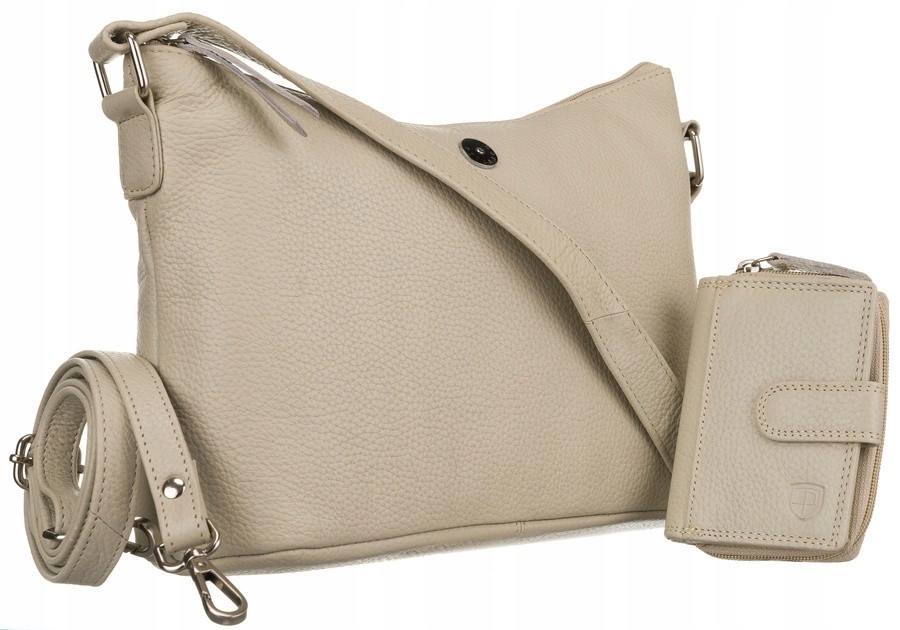 Torba skórzana+portfel PTN D73-DS Light Beige [Z1]