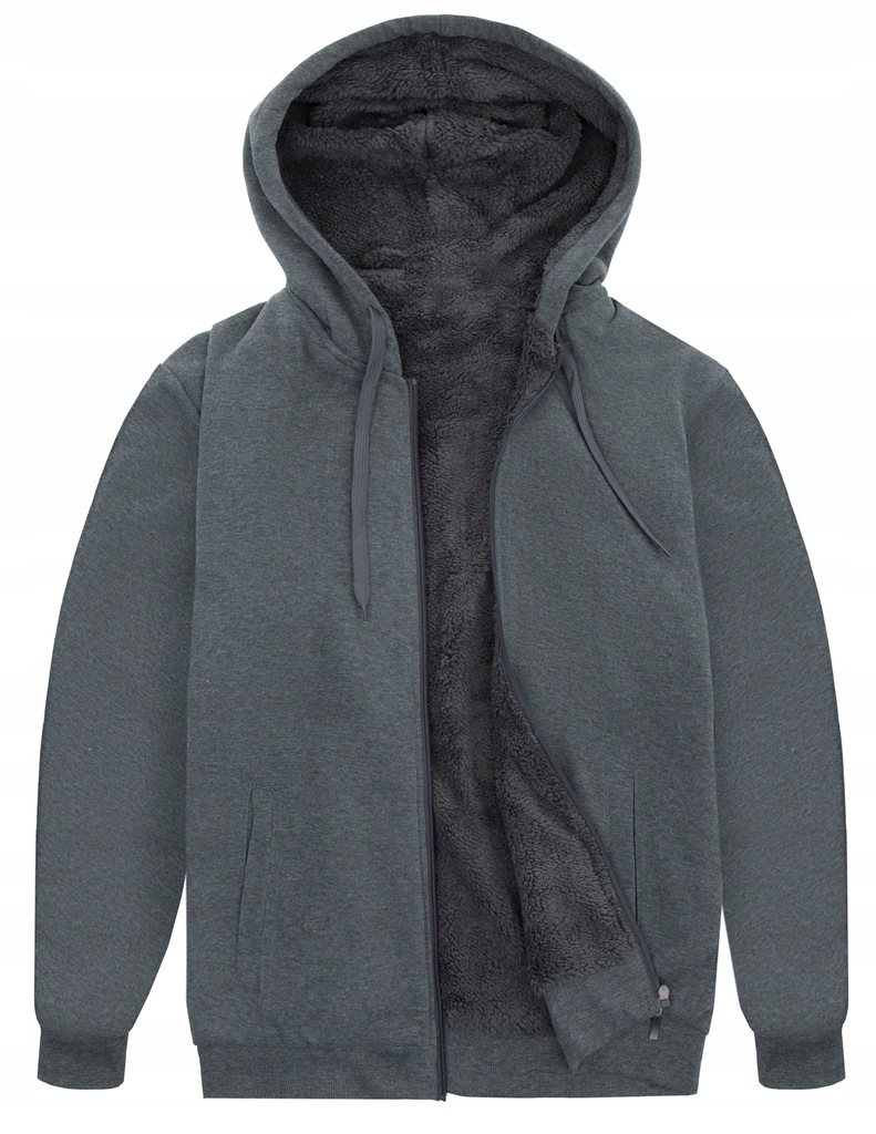 BLUZA MĘSKA OCIEPLANA Z FUTERKIEM NA ZAMEK SZ - S