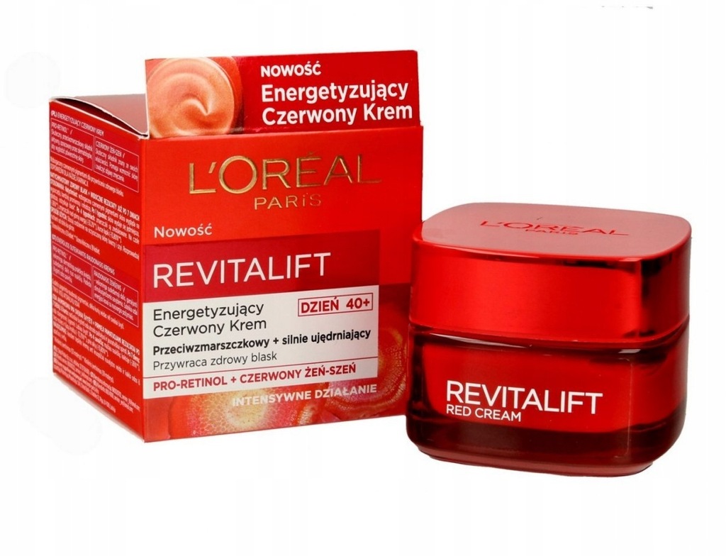 Loreal REVITALIFT 40+ Energetyzujący Czerwony Krem