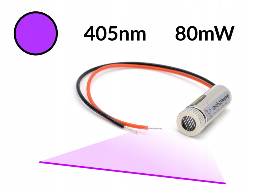 LAMBDAWAVE Laser liniowy fioletowy 80mW 405nm