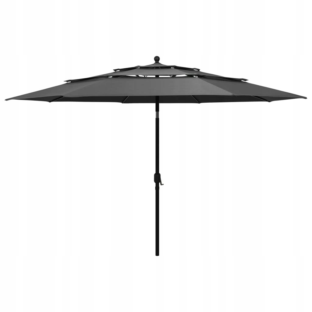 3-poziomowy parasol na aluminiowym słupku, antracytowy, 3,5 m