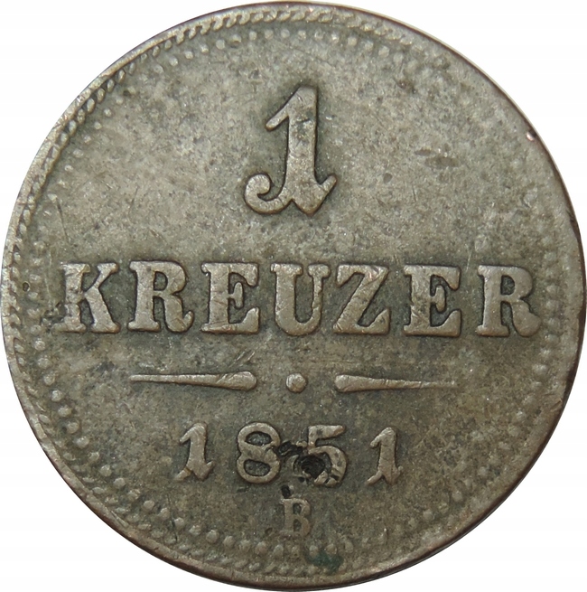 1 KREUZER 1851 B - STAN (3) - AUSTRIA 20