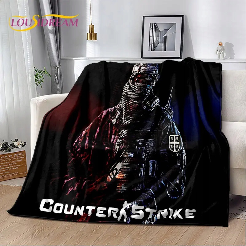 CS GO, Gamer,Counter Strike miękki pluszowy koc, flanelowy koc do salonu