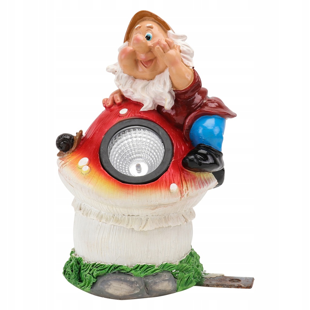 1Pc Żywica Gnome figurki Oświetlony ogród