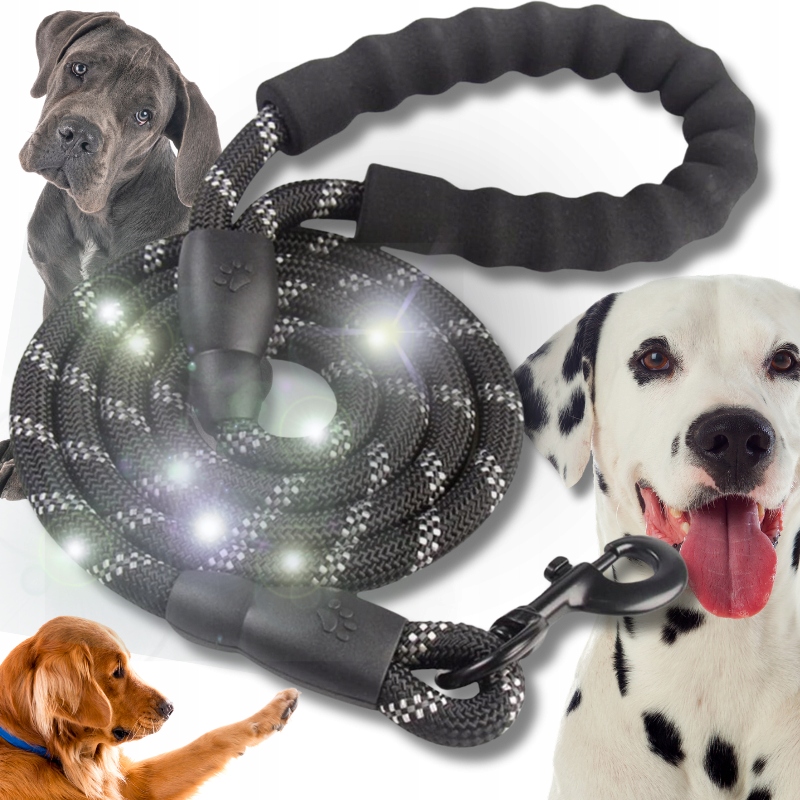 H9_tds0549_Smycz czarna odblaskowa dla psa