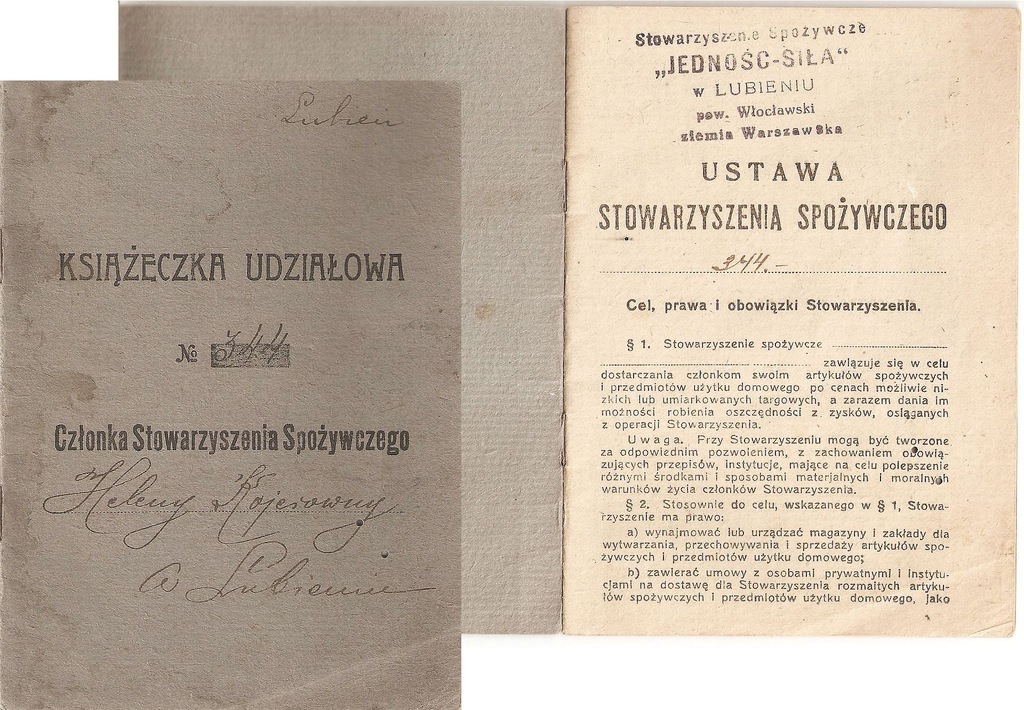 Helena Kojerówna Lubień 1919 Stowarzyszenie Spożyw