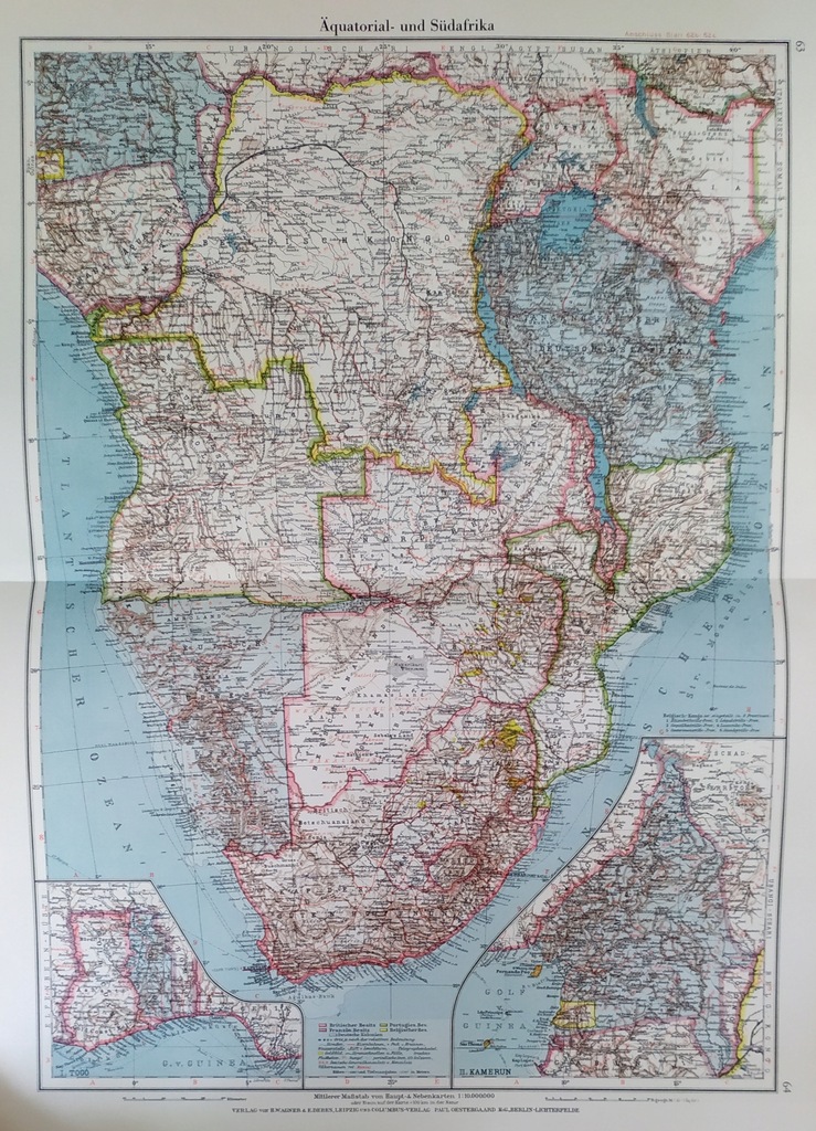 STARA MAPA AFRYKA POŁUDNIOWA 1939 COLUMBUS