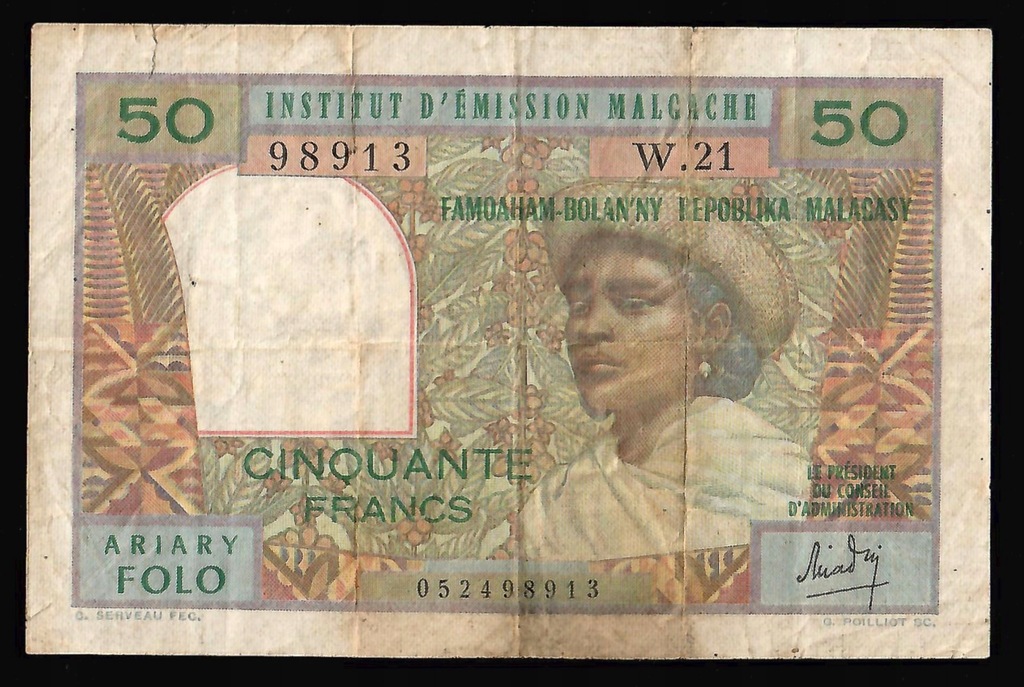 Madagaskar - 50 franków 1969