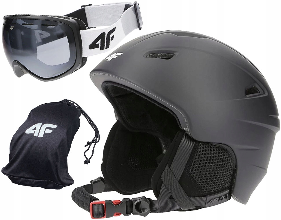 4F KASK NARCIARSKI + GOGLE CZARNY S/M (55-59cm)