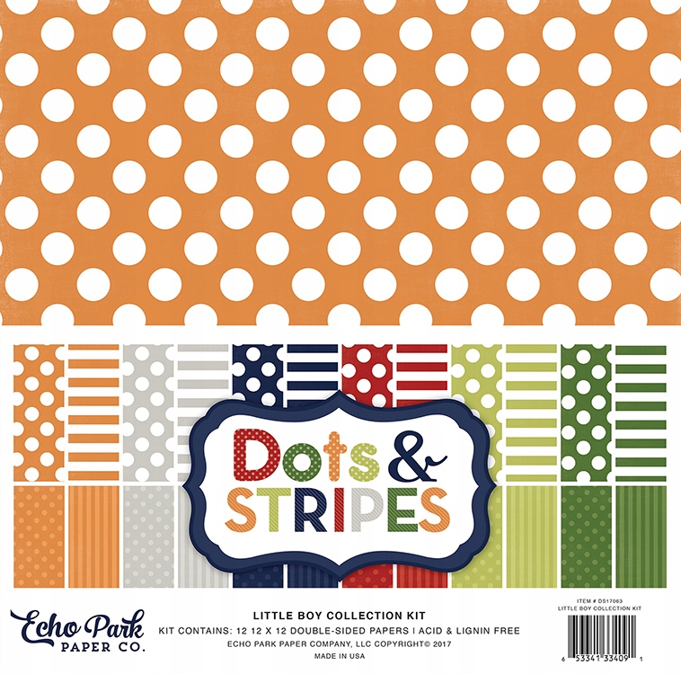 Zestaw 12 papierów Echo Park DS17063 Dots Stripes