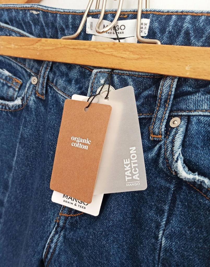 Nowe spodnie jeansy Mango Organic Cotton 34 XS