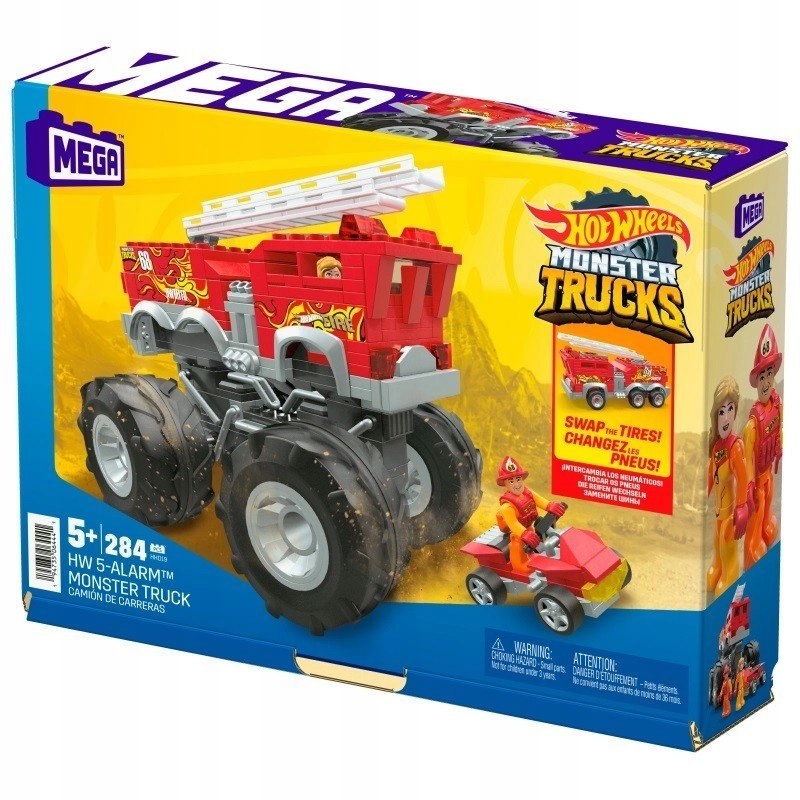 Klocki Mega Hot Wheels Monster Trucks 5-Alarm + łazik ATV Pojazd do zbudowa