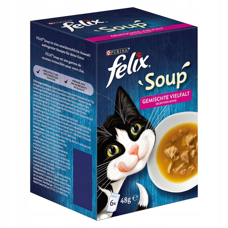 Felix Soup zupa dla kota przysmak mix SMAKÓW kurczak wołowina tuńczyk 6x48g