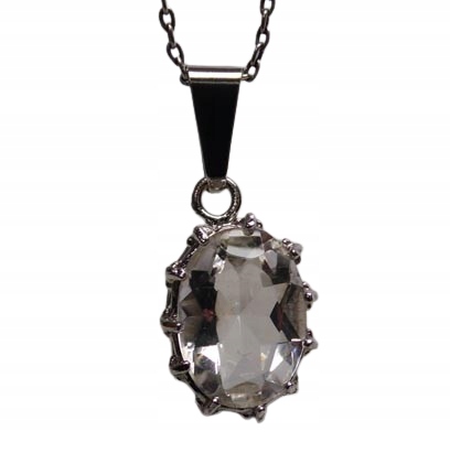 Srebrna zawieszka owalna cyrkonia ażurowa oprawa VINTAGE