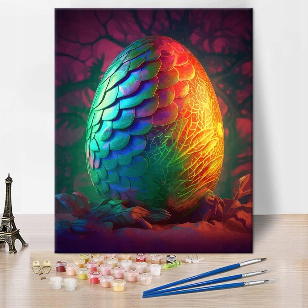 Obraz do malowania po numerach: Wielobarwne Smocze Jajo 40 x 50 cm
