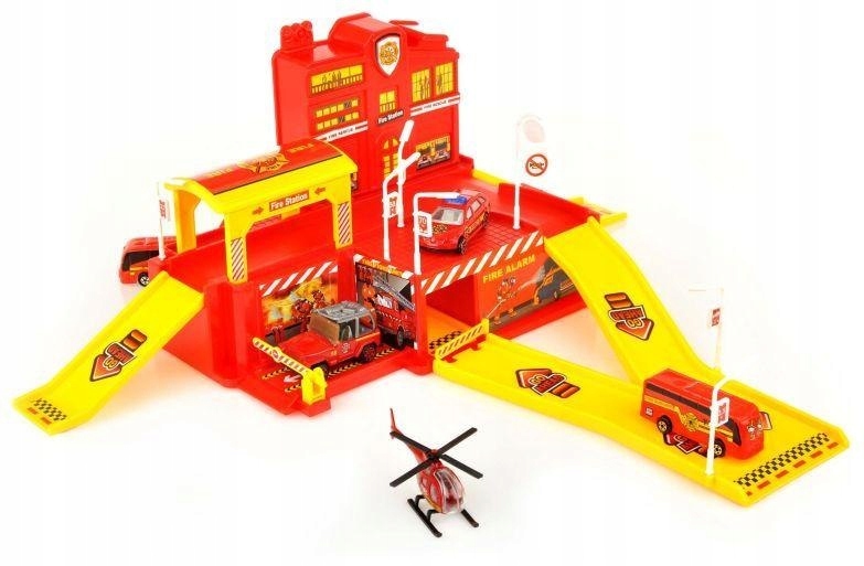 Super zestaw - Remiza strażacka - autka + helikopt