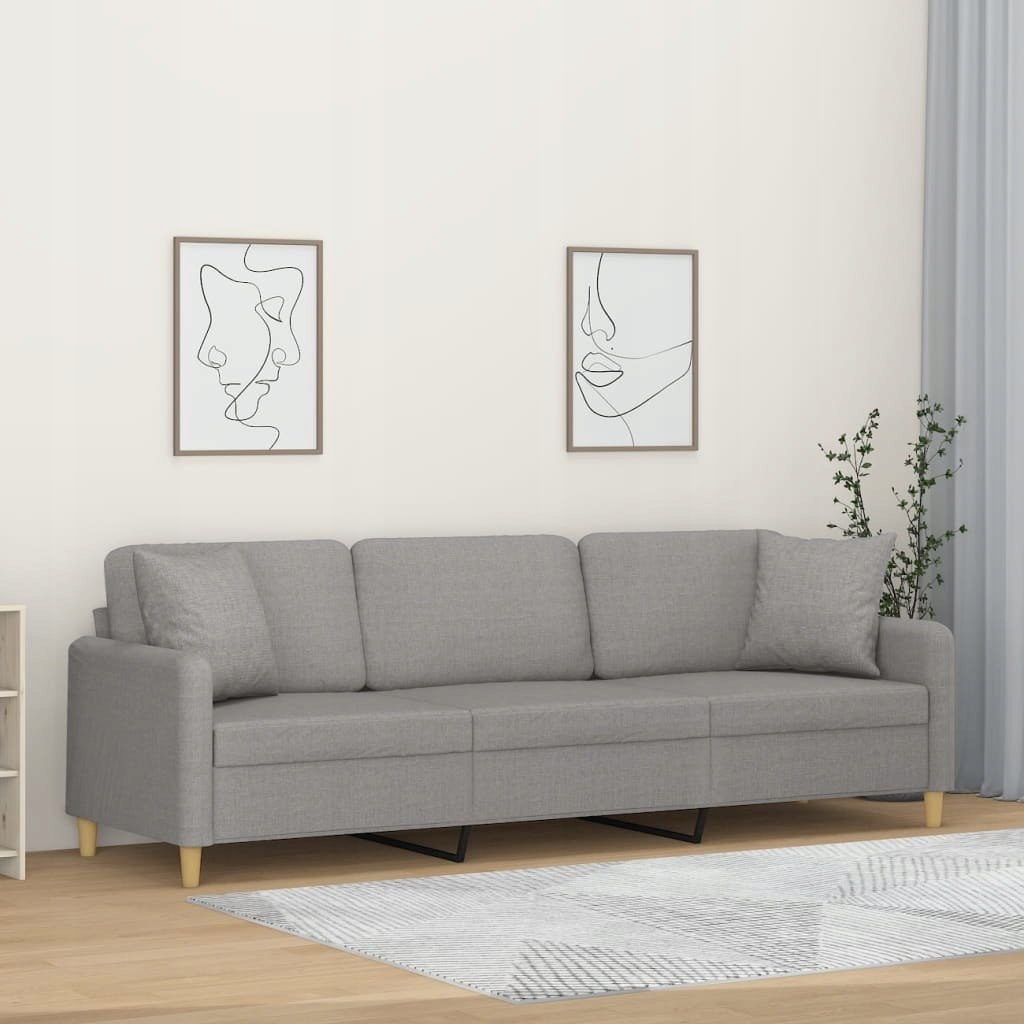 3-OSOBOWA SOFA WYPOCZYNKOWA Z PODUSZKAMI JASNOSZAR