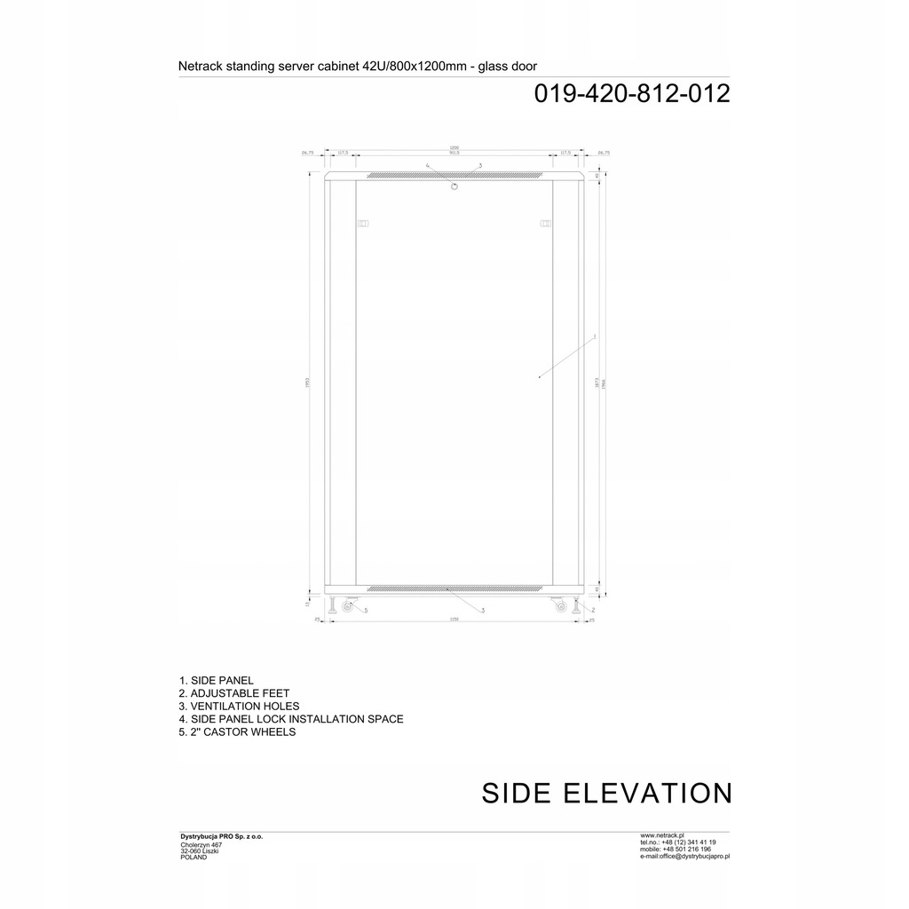 Купить Шкаф-стойка 19 дюймов 42U 800x1200 мм Черный: отзывы, фото, характеристики в интерне-магазине Aredi.ru