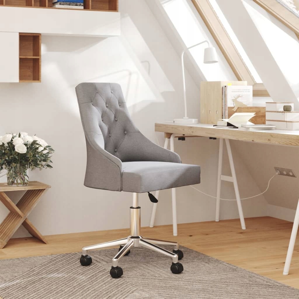 Obrotowe krzesło biurowe, jasnoszare, tapicerowan