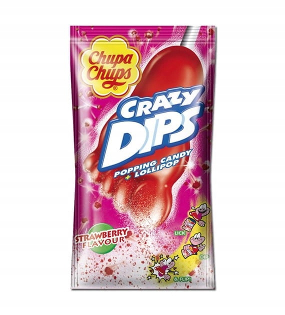 Chupa Chups Crazy Dips Strawberry Lizak 1szt
