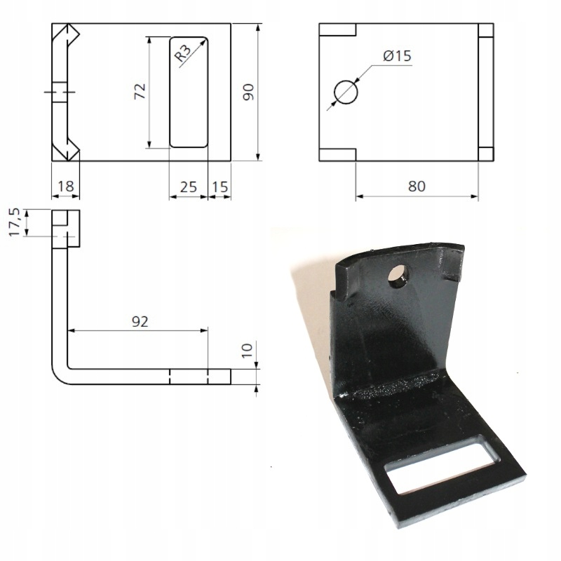 Uchwyt zęba 70x12mm na ramę 80x80mm AF7012/80