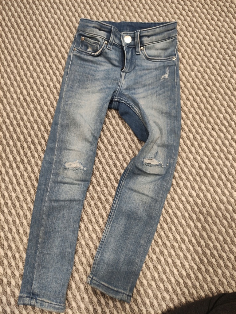 H&M jeansowe skinny 3-4lata, 104 dziury