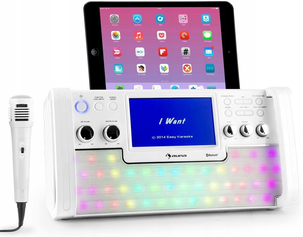 ZESTAW DO KARAOKE ODTWARZACZ CD BLUETOOTH MIKROFON