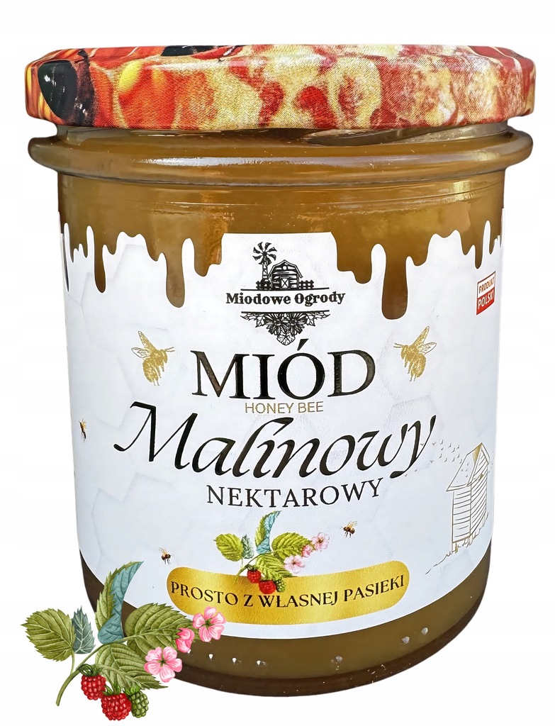 MIÓD MALINOWY Z PASIEKI MIODOWE OGRODY 400G