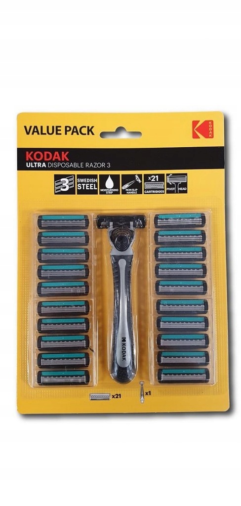 KODAK GOLARKA 3-OSTRZOWA ULTRA + 21 WKŁADÓW VALUE