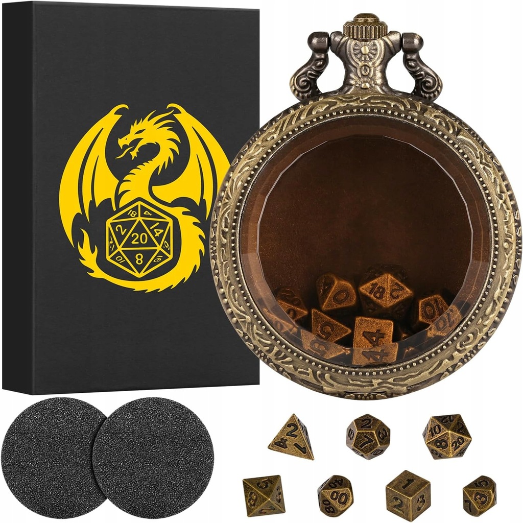 Zegarek kieszonkowy z kostkami wielościennymi DND miniaturowe