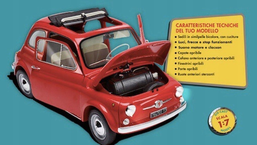 NOWY ZESTAW DO BUDOWY FIAT 500 SKALA 1/8 1/7