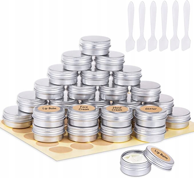 Pojemniki Kosmetyczne Słoiki Aluminiowe 15ml 30szt