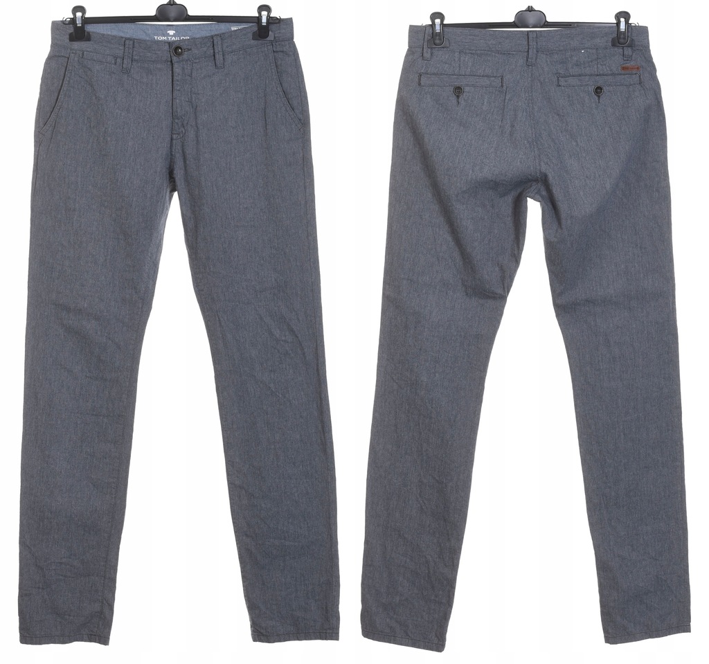 TOM TAILOR niebieskie spodnie męskie w melanżu 100% bawełna W33 L36